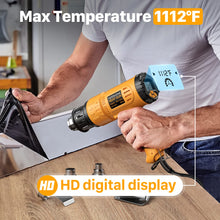Load image into Gallery viewer, Heat Gun, SEEKONE 1800W Hot Air Gun Kit with Large Digital LCD Display Variable Temperature (122°F-1112°F) Memory Settings and Four Nozzles for Paint Remover/Stripper, Home Improvement/Restoration