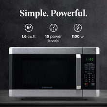 Load image into Gallery viewer, Farberware Countertop Microwave 1100 Watts, 1.6 cu ft - Smart Sensor Microwave Oven With LED Lighting and Child Lock - Perfect for Apartments and Dorms - Easy Clean - Stainless Steel
