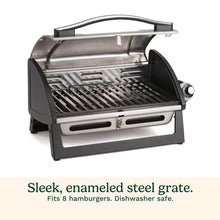 Load image into Gallery viewer, Cuisinart Grillster Portable Gas Grill, Stainless Steel Compact BBQ Grill with Locking Lid for Easy Transport, 8000 BTU Propane Grill with Dishwasher Safe Cooking Grate, Small Grill for Camping & BBQs