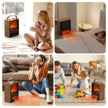 Load image into Gallery viewer, Electric Fireplace Heater for Indoor Use, 1500W/750W Space Heater Fireplace with 3D LED Flame, Double Safety Protection, Portable Fireplace Heater for Home Office Christmas Decoration