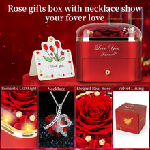 Load image into Gallery viewer, Lebana Preserved Red Real Rose with Heart Necklace -Eternal Flowers Rose Birthday Gifts for Women Wife Mom Girlfriend Grandma Gifts Idea on Christmas Valentines Mothers Day for Her-Red
