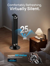 Load image into Gallery viewer, Dreo Tower Fan for Bedroom, Upgrated DC 9 Speeds Utral-Quiet Floor Fan, 90° Oscillating Fans for Indoors with 26ft/s Velocity, 12H Timer, Standing Fans, Bladeless Fan Powerful for Home Office Room