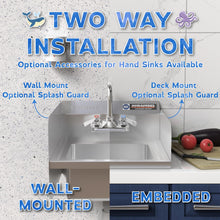 Load image into Gallery viewer, DuraSteel Stainless Steel Sink - NSF Commercial Wall Mount Kitchen Sink - Small Hand Sink with 12" x 10" x 5.5"D Wash Basin - With Sink Strainer and Faucet - For Laundry, Restaurants, Bars, and More