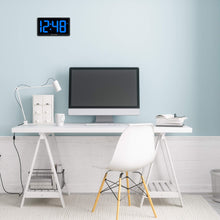 Load image into Gallery viewer, AcuRite 75111M 10-inch LED Digital Clock with Auto Dimming Brightness Blue