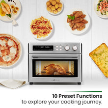 Load image into Gallery viewer, VAL CUCINA Infrared Heating Air Fryer Toaster Oven, Extra Large Countertop Convection Oven 10-in-1 Combo, 6-Slice Toast, Enamel Baking Pan Easy Clean with Recipe Book, Brushed Stainless Steel Finish