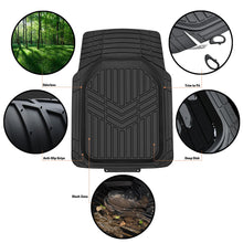 Load image into Gallery viewer, Amazon Basics 3-Piece All-Weather Heavy Duty, Full Set Rubber Floor Mats for Universal Fit in Cars, SUVs, and Trucks, Black, Trim to Fit