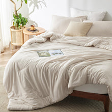 Load image into Gallery viewer, Bedsure Queen Comforter Set - Beige Comforter Queen Size, Soft Bedding for All Seasons, Cationic Dyed Bedding Set, 3 Pieces, 1 Comforter (90"x90") and 2 Pillow Shams (20"x26"+2")