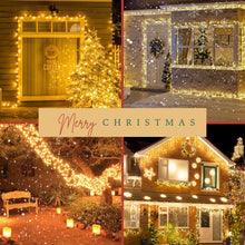 Load image into Gallery viewer, OZS Connectable Warm White Christmas Lights Outdoor Indoor, 2Pack 164ft 400 LED Christmas Tree Lights, Waterproof 8 Modes Green Wire String Lights for Holiday Party Christmas Decorations