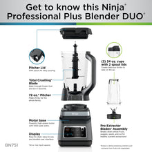 Load image into Gallery viewer, Ninja BN751 Professional Plus DUO Blender, 1400 Peak Watts, 3 Auto-IQ Programs for Smoothies, Frozen Drinks & Nutrient Extractions, 72-oz. Total Crushing Pitcher & (2) 24 oz. To-Go Cups, Black