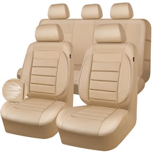 Load image into Gallery viewer, CAR PASS Leather Seat Covers Full Set Universal Water Resistant 3D Foam Back Support, Luxury Comfort Automotive 5 Seat Covers All Season Fit for SUV,Sedan,Van, Airbag Compatible Elegance (Beige)
