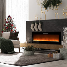 Load image into Gallery viewer, Tangkula 50 Inches Electric Fireplace Insert, Reccessed and Wall Mounted 5,000 BTU Electric Fire Place,with 2 Heat Settings, 0.5-12H Timer, Dual Control, 9 Flame Colors & 5 Flame Brightness