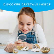 Load image into Gallery viewer, NATIONAL GEOGRAPHIC Break Open 10 Premium Geodes – Includes Goggles and 2 Display Stands - Great STEM Science Kit, Geology Gift for Kids, Break Your Own Geodes with Crystals, Toys for Boys and Girls