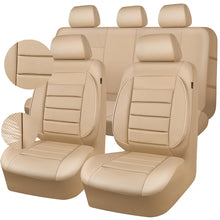 Load image into Gallery viewer, CAR PASS Leather Seat Covers Full Set Universal Water Resistant 3D Foam Back Support, Luxury Comfort Automotive 5 Seat Covers All Season Fit for SUV,Sedan,Van, Airbag Compatible Elegance (Beige)