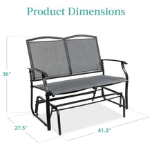 Load image into Gallery viewer, Best Choice Products 2-Person Outdoor Patio Swing Glider Steel Bench Loveseat Rocker for Deck, Porch w/Textilene Fabric, Steel Frame - Gray