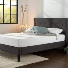 Load image into Gallery viewer, ZINUS Shalini Upholstered Platform Bed Frame, Mattress Foundation, Wood Slat Support, No Box Spring Needed, Easy Assembly, Dark Grey, Queen