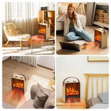 Load image into Gallery viewer, Riseon Electric Fireplace Heater for Indoor Use, 1500W/750W Space Heater Fireplace with 3D LED Flame, Double Safety Protection, Portable Fireplace Heater for Home Office Christmas Decoration