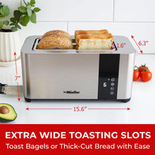 Load image into Gallery viewer, Mueller UltraToast Full Stainless Steel Toaster 4 Slice, Long Extra-Wide Slots with Removable Tray, Cancel/Defrost/Reheat Functions, 6 Browning Levels with LED Display, Kitchen Essentials & Gadgets