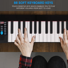 Load image into Gallery viewer, Pyle Electric Keyboard Piano 88 Keys - Portable Foldable Digital Piano Keyboard With Bluetooth, 128 Rhythms/Tones,Semi weighted keys, Sustain Pedal, Piano Bag - for Beginners, Kids,Adult -PKBRD8100