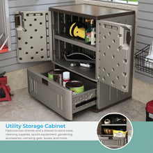 Load image into Gallery viewer, Suncast Indoor/Outdoor Resin Single-Drawer Storage Cabinet, Platinum Metallic