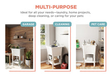 Load image into Gallery viewer, Zenna Home Utility Sink with Faucet, White, 24" D x 24" W – Freestanding Laundry Tub Sink for Laundry Room, Bathroom, Garage, Kitchen – Deep Shop Sink with Pull-Out Faucet, Towel Bar and Scrub Board