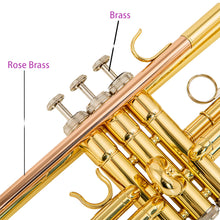 Load image into Gallery viewer, AUROSUS 6331 Bb standard Trumpet - Trumpets for Beginner or Advanced Student w Case Cloth Gloves Brass Musical Instruments For Kids Adults (6331H gold brass)