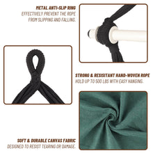 Load image into Gallery viewer, Highwild Hammock Chair Hanging Rope Swing - Max 500 Lbs - 2 Cushions Included - Steel Spreader Bar with Anti-Slip Rings - for Any Indoor or Outdoor Spaces (Green)