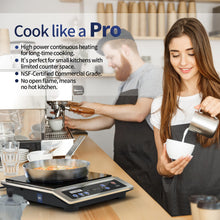 Load image into Gallery viewer, ChangBERT Induction Cooktop, Commercial Grade Portable Cooker, Large 8” Heating Coil, Premium Stainless Steel Countertop Burner with NSF Certified, 10 Hours Timer Powerful 1800W Professional Hot Plate