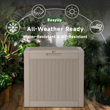 Load image into Gallery viewer, EasyUp 30 Gallon Resin Deck Box Waterproof, UV Resistant Outdoor Storage Box for Delivery, Patio, Garden, and Porch, Rattan Beige