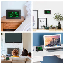 Load image into Gallery viewer, KWANWA Alarm Clock, Wall Clock, Digital Clock, 3" LED Digit Display, Battery Operated, Adjustable Brightness, Auto Night Mode, Auto Alarm Volume Increasing, Wall-Mount & Table-top