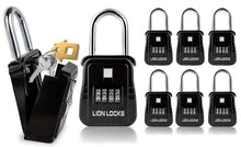 Load image into Gallery viewer, Lion Locks 1500 Key Lock Box with Code, Lockbox for Keys Outdoor, Realtor Lock Box, Key Lockbox for Short-Term Rentals, Key Safe Holds 5 Keys (6 Pack, Black)
