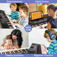 Load image into Gallery viewer, Vangoa 61-Key Light-Up Keyboard Piano for Beginners, 350 Tones & Timbres, 3 Teaching Modes, With Microphone, Black