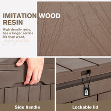 Load image into Gallery viewer, JUMMICO 31 Gallon Resin Deck Box Waterproof Indoor Outdoor Storage Boxes for Patio Furniture Cushions and Garden Tools (Brown)