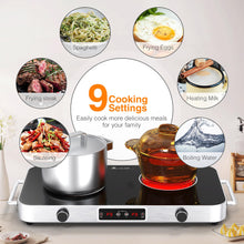 Load image into Gallery viewer, VBGK Cooktop,110V 2200W Stove with Knob Control,9 Power Levels, Kids Lock & Timer,LED touch control,Overheat Protection Stove Top,12 Inch desktop 2 burner cooktop