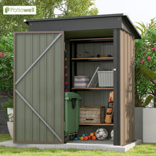 Load image into Gallery viewer, Patiowell 5x3 FT Outdoor Storage Shed, Tool Shed with Sloping Roof and Lockable Door, Metal Shed for Backyard Garden Patio Lawn, Brown