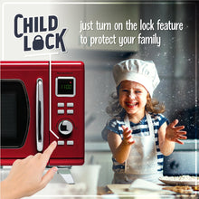 Load image into Gallery viewer, Nostalgia Mid-Century Retro Countertop Microwave Oven - Large 900-Watt - 0.9 cu ft - 8 Pre-Programmed Cooking Settings - Digital Clock - Kitchen Appliances - Red