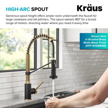 Load image into Gallery viewer, KRAUS Bolden Commercial Style 2-Function Single Handle Pull Down Kitchen Faucet in Spot-Free Brushed Brass, KPF-1610BB