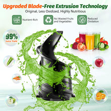 Load image into Gallery viewer, Cold Press Juicer, Masticating Juicer with 5.4" Wide Feed Chute, 350w Slow Juicer Machines Fit Whole Vegetables and Fruits,Juice Extractor Machine with High Juice Yield, Easy to Clean(Black)