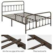 Load image into Gallery viewer, Yaheetech Classic Metal Platform Bed Frame Mattress Foundation with Victorian Style Iron-Art Headboard/Footboard/Under Bed Storage/No Box Spring Needed/Queen Size Bronze
