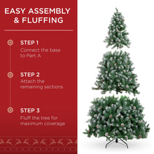 Load image into Gallery viewer, Best Choice Products 9ft Pre-Decorated Holiday Christmas Tree for Home, Office, Party Decoration w/ 2,028 PVC Branch Tips, Partially Flocked Design, Pine Cones, Metal Hinges & Base