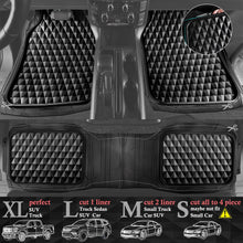Load image into Gallery viewer, CAR PASS Heavy Duty Rubber Car Mats, Deep Dish All-Weather Floor Mat for Car Full Set Durable Anti-Slip 3D Rhombus Waterproof Trim to Fit Liner Universal Fit Automotive,Sedan,SUV,Truck, 3 Piece Black