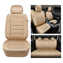 Load image into Gallery viewer, CAR PASS Leather Seat Covers Full Set Universal Water Resistant 3D Foam Back Support, Luxury Comfort Automotive 5 Seat Covers All Season Fit for SUV,Sedan,Van, Airbag Compatible Elegance (Beige)
