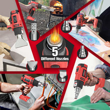 Load image into Gallery viewer, Cordless Heat Gun for Milwaukee 18V Battery, LIVOWALNY 18V 350W 122℉~1202℉ (50℃-550℃) Variable Temperature Control Hot Air Gun with LCD Digital Display for Shrink Tubing, Crafts (No Battery)