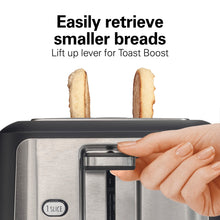 Load image into Gallery viewer, Hamilton Beach Gourmet 2 Slice Slot Toaster with Extra Long & Wide Slots, Sure-Toast Technology, Shade Selector, Bagel Setting, Matte Black and Stainless Steel (22996)