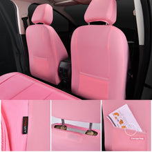 Load image into Gallery viewer, CAR PASS Pink Leather Seat Covers Full Set Universal Water Resistant 3D Foam Back Support, Luxury Comfort Automotive 5 Seat Covers All Season Fit SUV,Sedan,Van, Airbag Compatible Elegance Pink