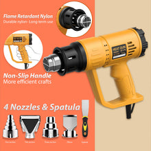 Load image into Gallery viewer, COWALT Heat Gun 1800W Fast Heating for Vinyl Wrap, Crafting, Shrink Tubing, Paint, Epoxy Resin, Candle Making Variable, Adjustable Temperature, Overload Protection Hot Air Gun Kit Nozzles, Scraper