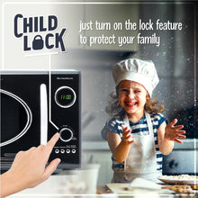 Load image into Gallery viewer, Nostalgia Retro Countertop Microwave Oven - Large 800-Watt - 0.9 cu ft - 12 Pre-Programmed Cooking Settings - Digital Clock - Kitchen Appliances - Black