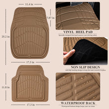 Load image into Gallery viewer, CASS Pass 4 Piece Leather Car Floor Mats -3D Waterproof All Weather, Universal Trim to Fit & Anti-Slip Burr Bottom Safety & Light Easy Clean Install for SUV Truck Auto Sedan Van (Beige)