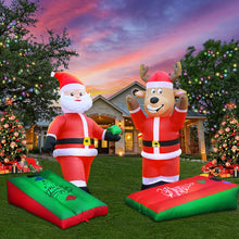 Load image into Gallery viewer, 2 * 5FT Christmas Inflatables Cornhole, Santa Claus and Reindeer Play Cornhole Blow up Giant Yard Decoration, Outdoor Built-in LED Lights Party Lawn Holiday Winter Decor Outside