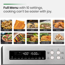 Load image into Gallery viewer, VAL CUCINA Infrared Heating Air Fryer Toaster Oven, Extra Large Countertop Convection Oven 10-in-1 Combo, 6-Slice Toast, Enamel Baking Pan Easy Clean with Recipe Book, Brushed Stainless Steel Finish