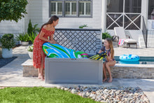 Load image into Gallery viewer, Rubbermaid Extra Large Resin Outdoor Storage Deck Box (134 Gal), Weather Resistant, Gray, Deck Organization for Home/Backyard/Pool Chemicals/Toys/Garden Tools/Porch/Patio Cushions